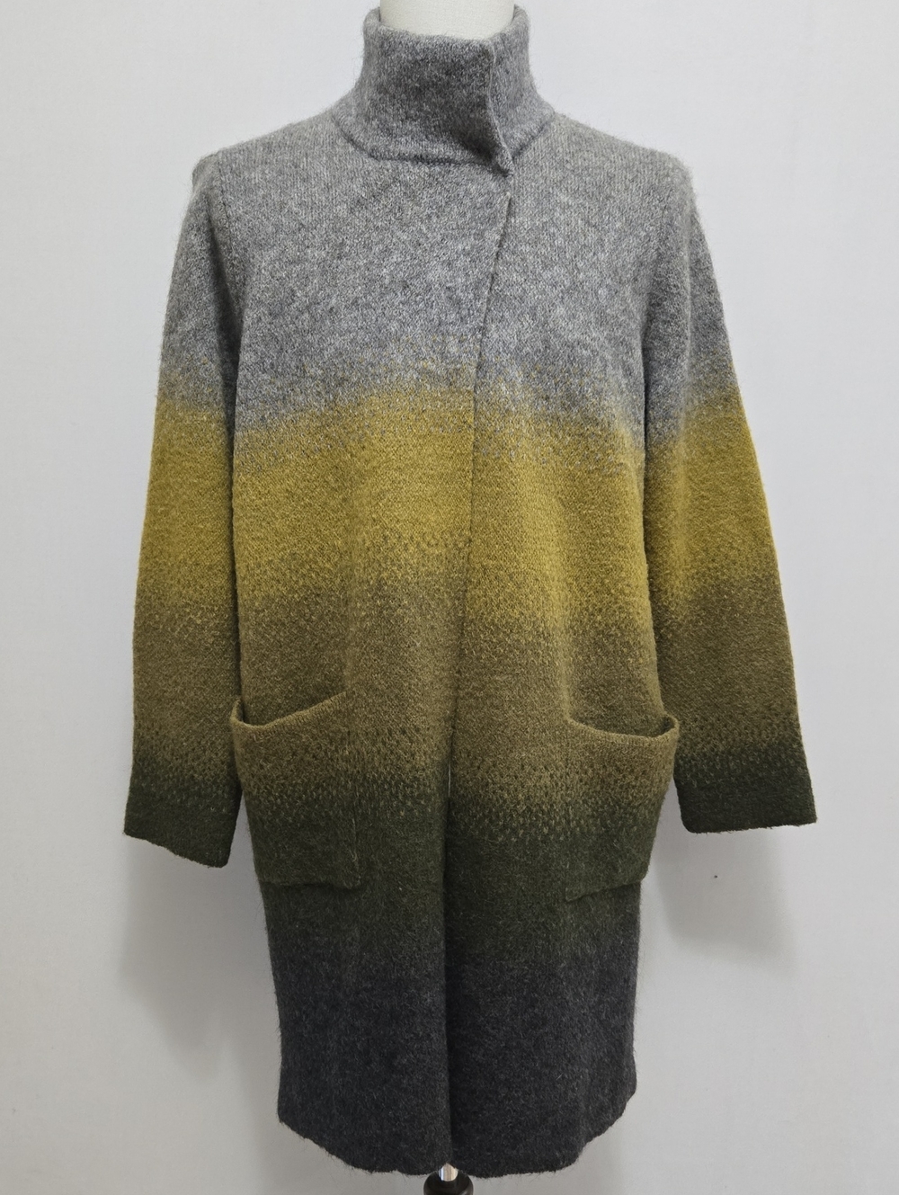 Gio & Gio Ombre Wool Mohair Blend Longline Cardigan Sweater Duster L Italy